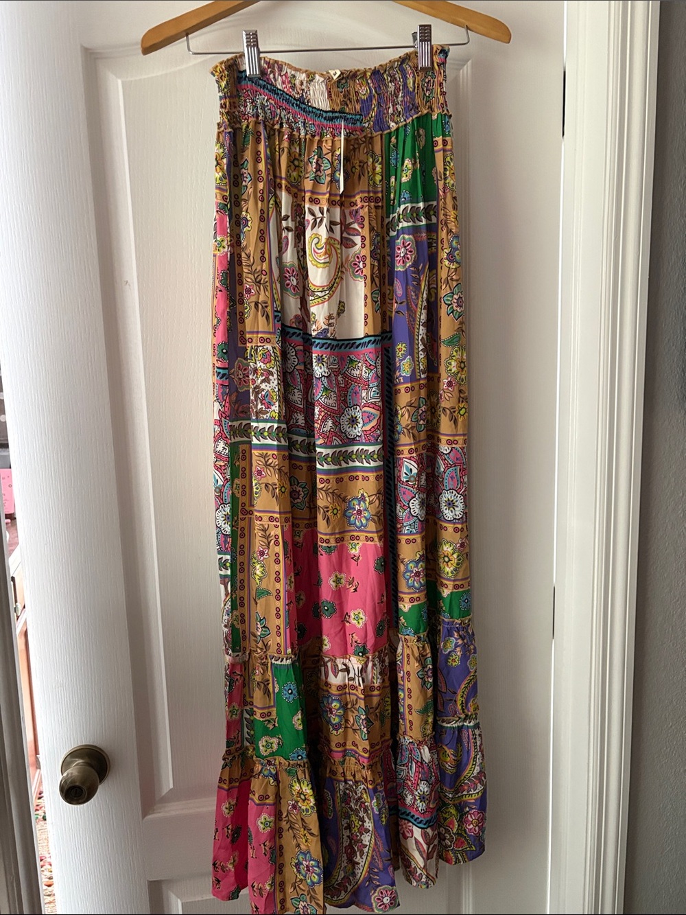NWT Anthropologie Mahila Bohemian Patchwork Maxi Skirt - MulticolorSz M